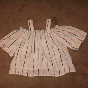 Sadie & love stripe off the shoulder tank